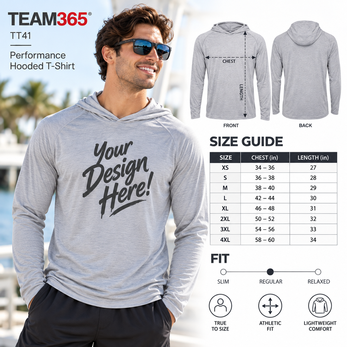 Team365  Performance Hooded T-Shirt (TT41)