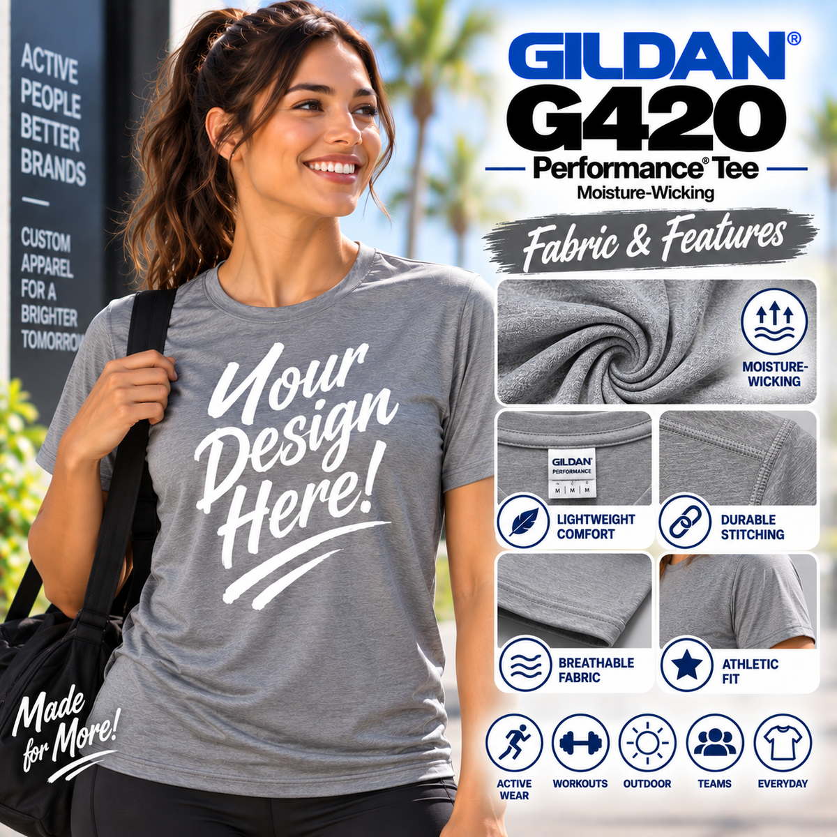 Gildan Unisex Performance® Adult Moisture-Wicking Performance Tee (G420)