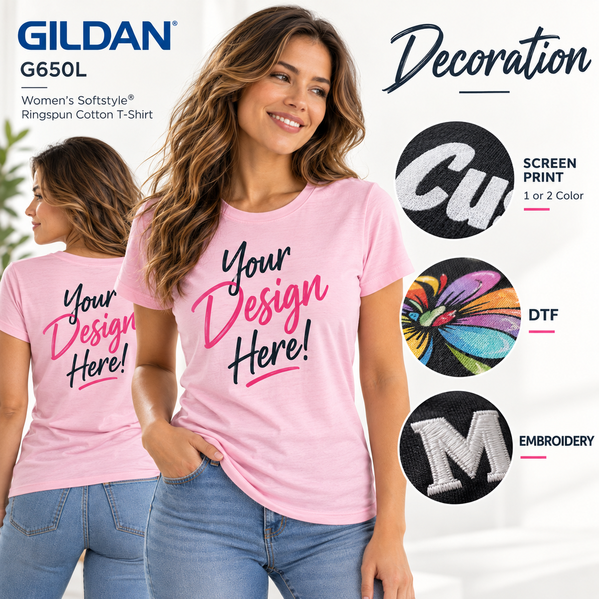 Gildan Women's Softstyle® Ringspun Cotton T-Shirt (G650L)