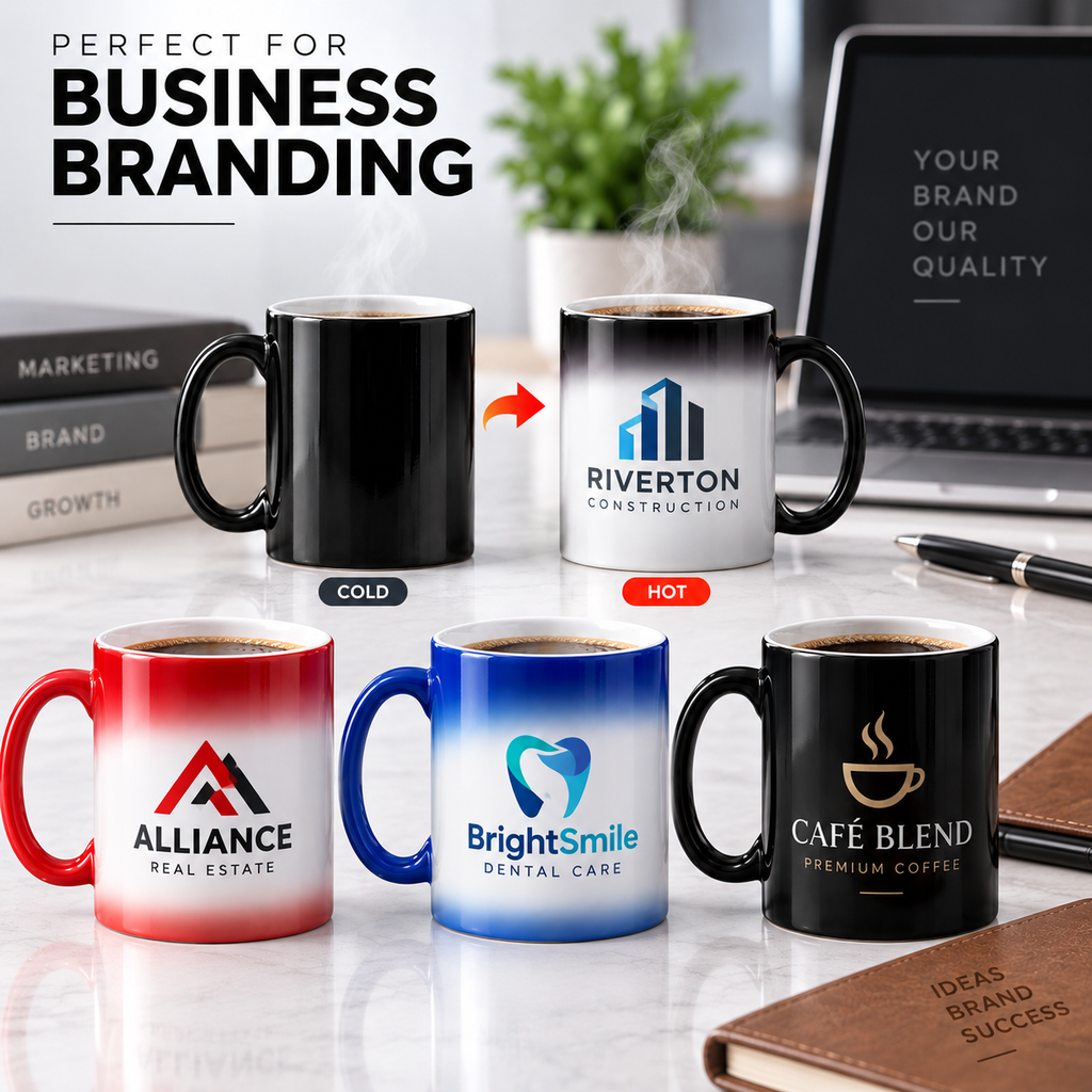 Personalized Magic Mug – Custom Heat Changing Coffee Mug | 11oz & 15oz | Photo, Logo & Business Gifts