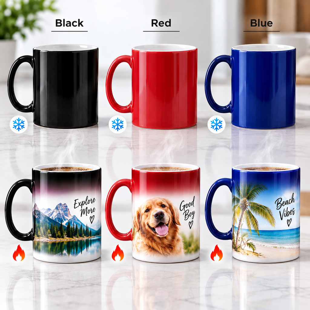 Personalized Magic Mug – Custom Heat Changing Coffee Mug | 11oz & 15oz | Photo, Logo & Business Gifts