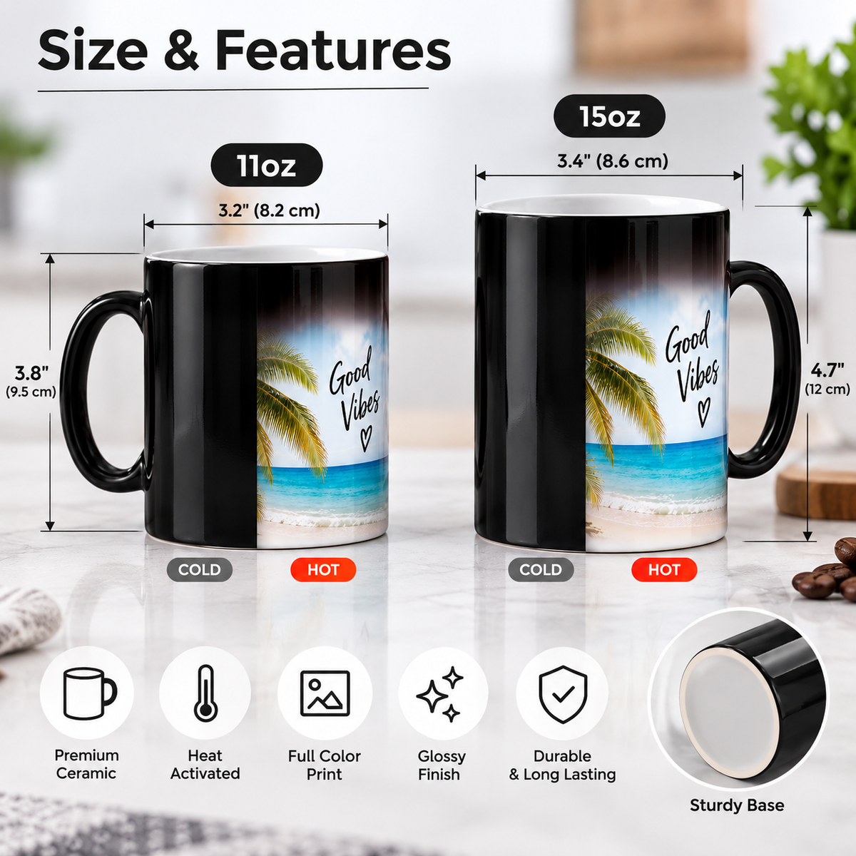Personalized Magic Mug – Custom Heat Changing Coffee Mug | 11oz & 15oz | Photo, Logo & Business Gifts