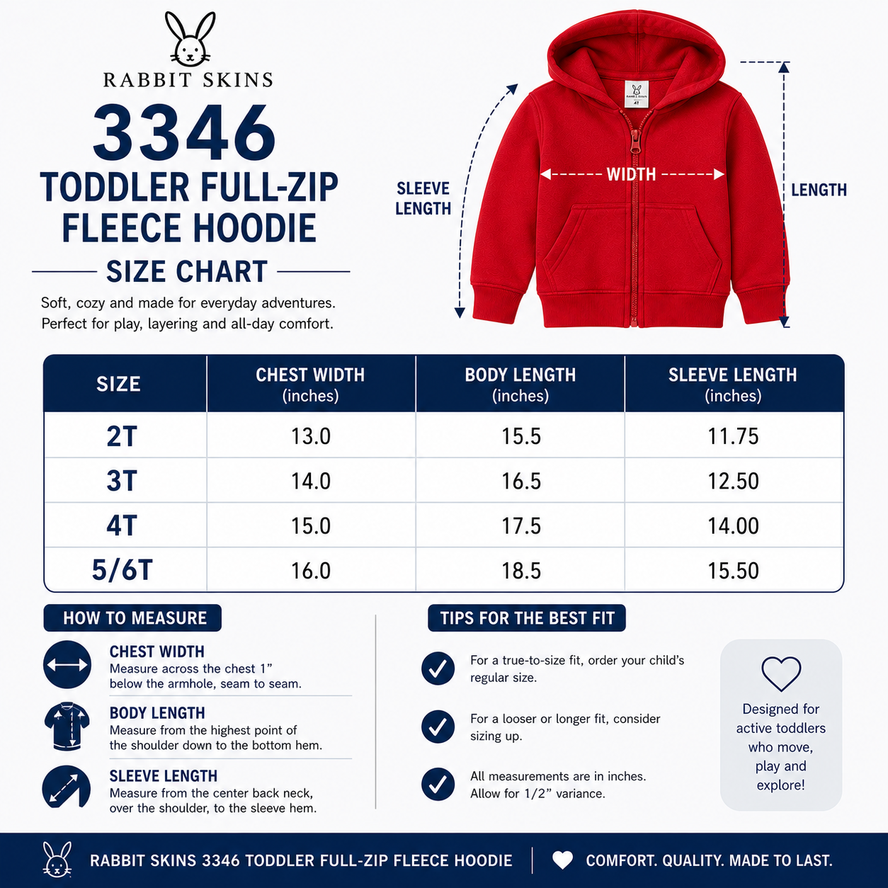 Rabbit Skins Toddler Full-Zip Fleece Hoodie (RS3346)