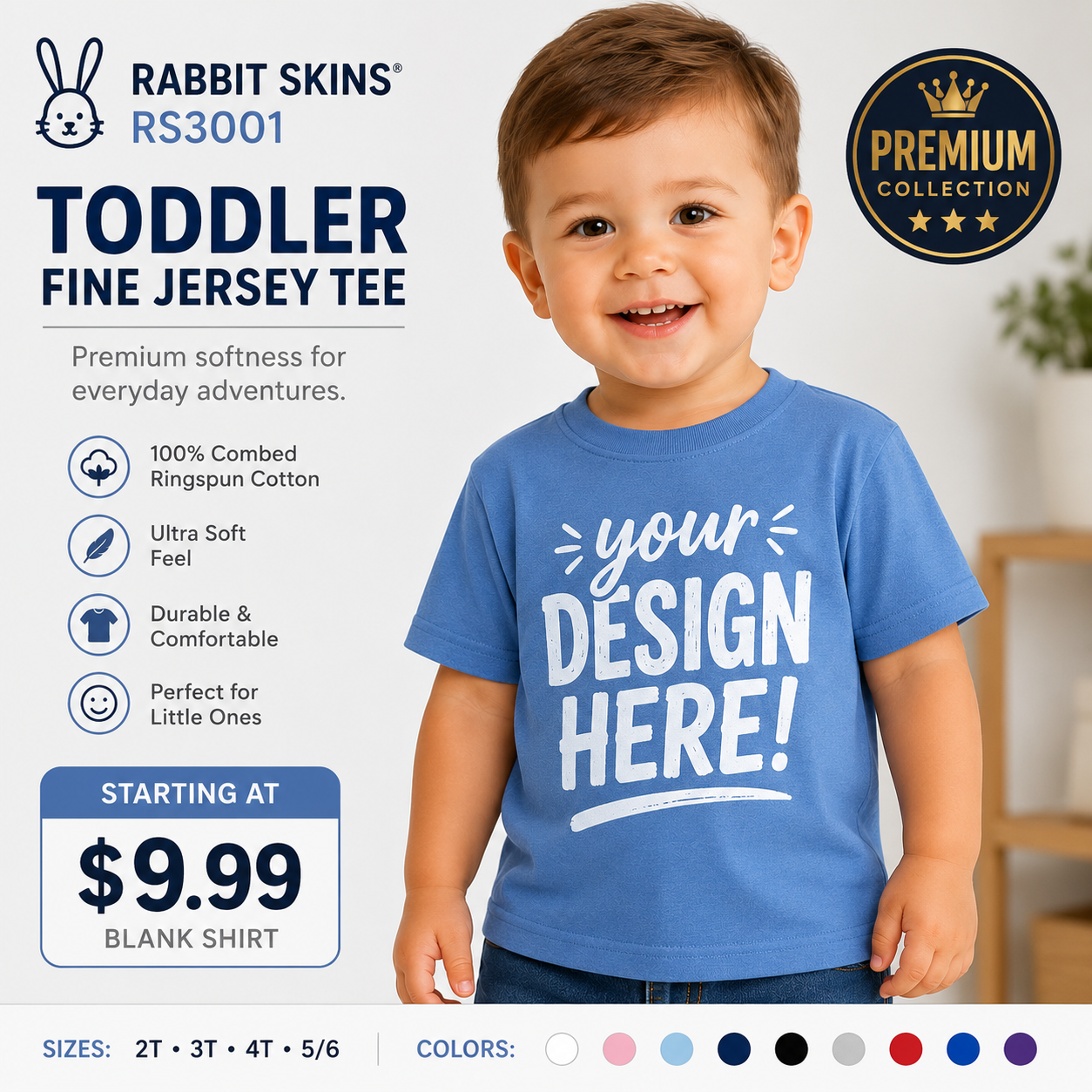 Rabbit Skins Toddler Fine Jersey T-Shirt (RS3001 )