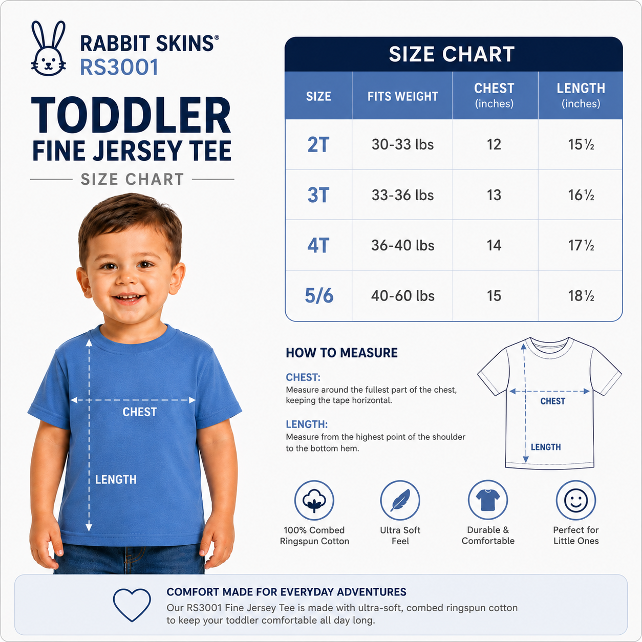 Rabbit Skins Toddler Fine Jersey T-Shirt (RS3001 )