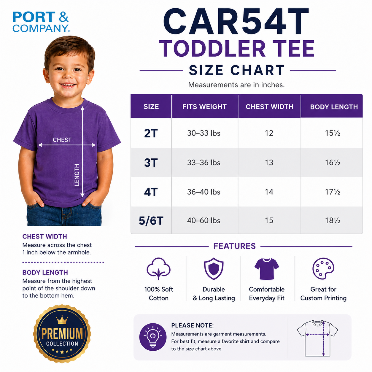 Port & Company Toddler Soft Cotton T-Shirt (CAR54T)