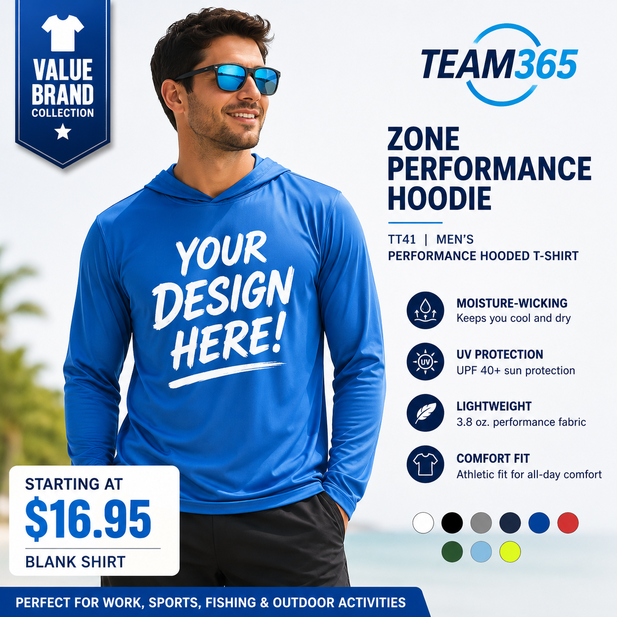 Team365  Performance Hooded T-Shirt (TT41)