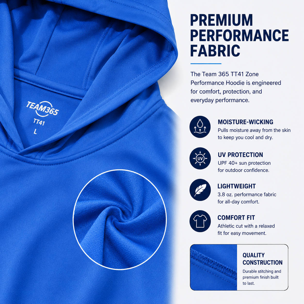 Team365  Performance Hooded T-Shirt (TT41)